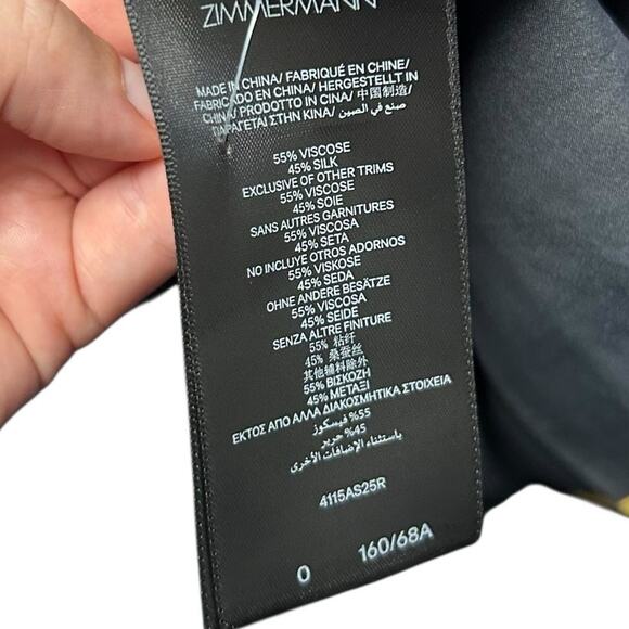 NWT Zimmermann Black Silk Blend Palm Tree Drawstring Running Shorts 0 / US XS - Picture 7 of 8